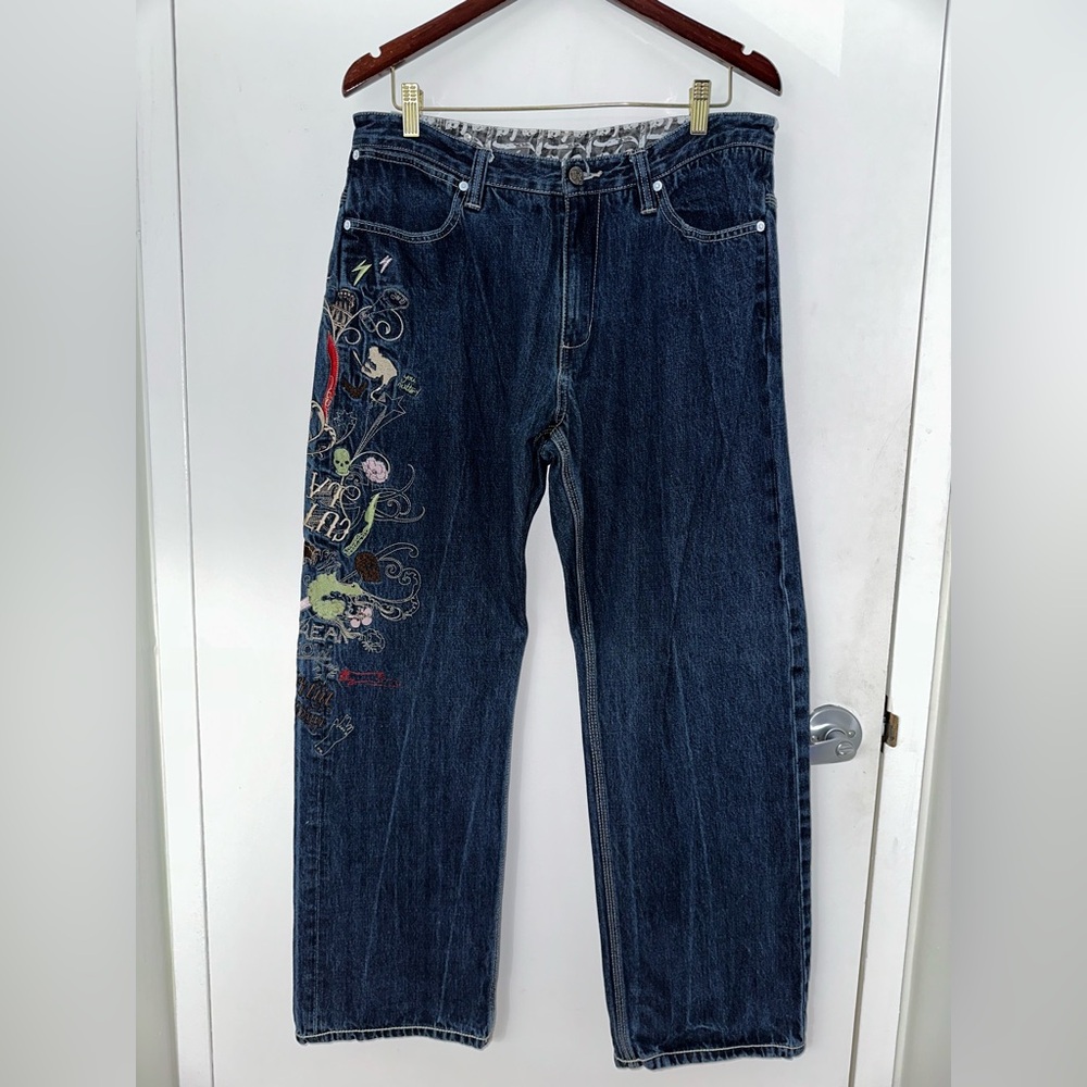 Artful Dodger Embroidered Wide/Baggy Leg Jeans